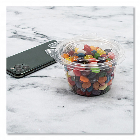 SafeSeal Tamper-Resistant, Tamper Evident Bowls, Flat Lid, 8 oz, 4.6 x 8.84 x 2.49, Clear, Plastic, 272/Carton (SC8F)