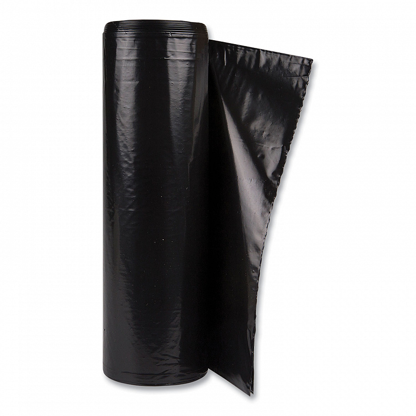 Low-Density Commercial Can Liners, 60 gal, 1.2 mil, 38" x 58", Black, Interleaved Roll, 10 Bags/Roll, 10 Rolls/Carton (ECI385812K)