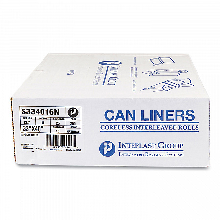 High-Density Commercial Can Liners, 33 gal, 16 mic, 33