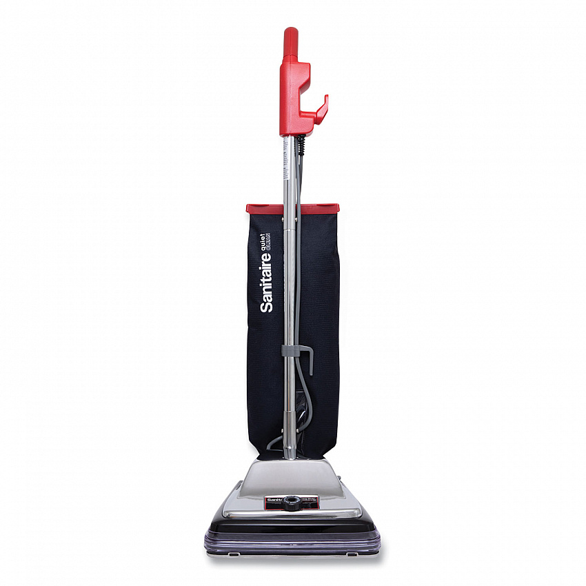 TRADITION QuietClean Upright Vacuum SC889A, 12" Cleaning Path, Gray/Red/Black (SC889D)