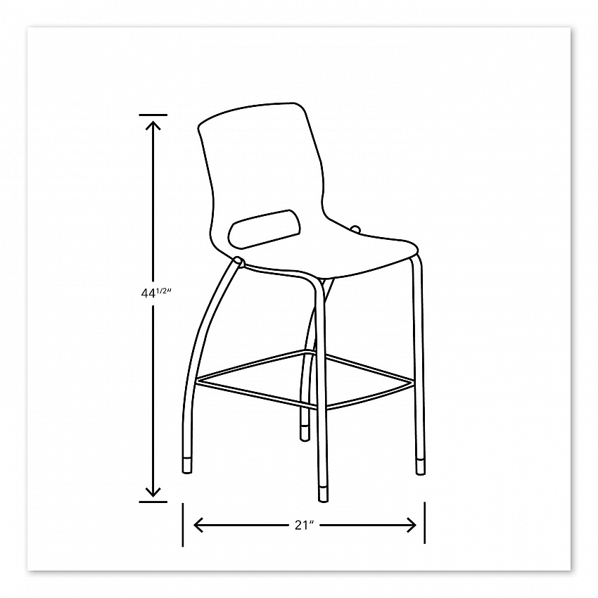 Motivate Four-Leg Cafe Height Stool, Supports Up to 300 lb, 30" Seat Height, Onyx Seat, Onyx Back, Platinum Base (MG5NEONPLAT)
