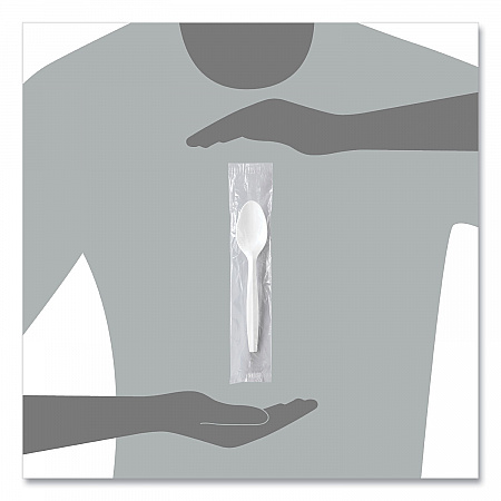 Regal Mediumweight Cutlery, Individually Wrapped, Spoon, Plastic, White, 1,000/Carton (MOW30007)