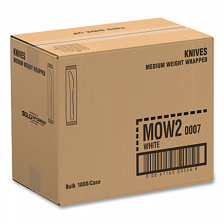 Regal Mediumweight Cutlery, Individually Wrapped, Knife, Plastic, White, 1,000/Carton (MOW20007)