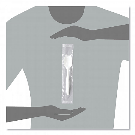 Regal Mediumweight Cutlery, Individually Wrapped, Spork, Plastic, White, 1,000/Carton (MOW60007)