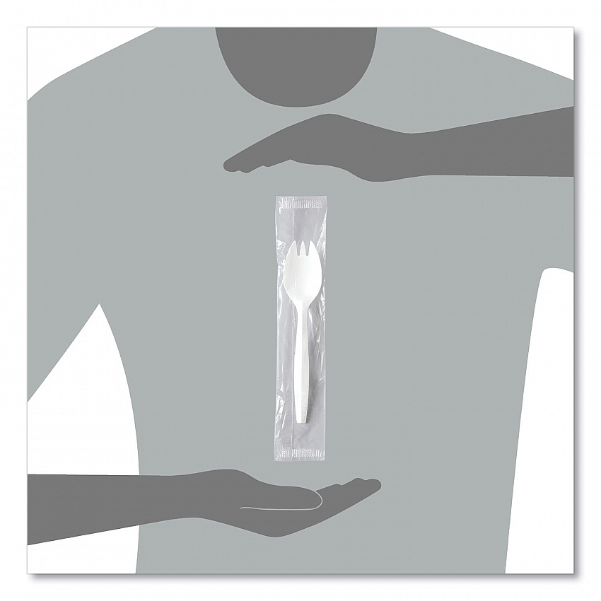 Regal Mediumweight Cutlery, Individually Wrapped, Spork, Plastic, White, 1,000/Carton (MOW60007)