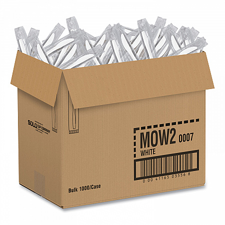 Regal Mediumweight Cutlery, Individually Wrapped, Knife, Plastic, White, 1,000/Carton (MOW20007)