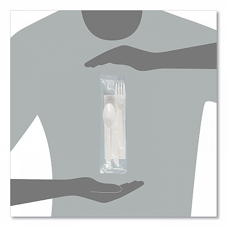 Regal Mediumweight Cutlery Kit, Individually Wrapped, Fork/Knife/Napkin/Spoon, Plastic, White, 250/Carton (MOW9Y0007)