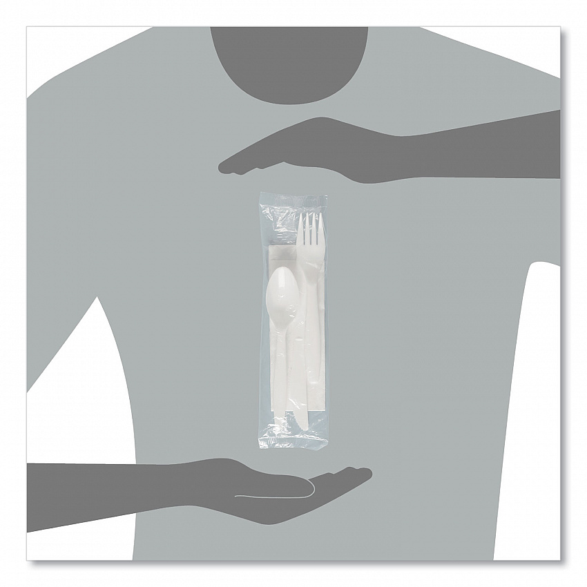 Regal Mediumweight Cutlery Kit, Individually Wrapped, Fork/Knife/Napkin/Spoon, Plastic, White, 250/Carton (MOW9Y0007)