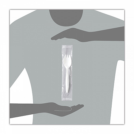 Regal Mediumweight Cutlery, Individually Wrapped, Spork, Plastic, White, 1,000/Carton (MOW60007)