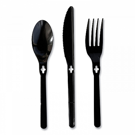 Fork WeGo Polystyrene, Fork, Plastic, Black, 1,000/Carton (54101101)