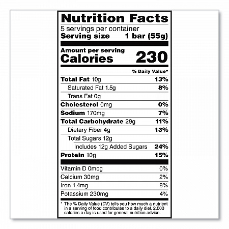 Adult Bars, Honey Cinnamon Peanut Butter, 1.9 oz Bar, 5 Bars/Packs, 2 Packs/Carton (60000748)