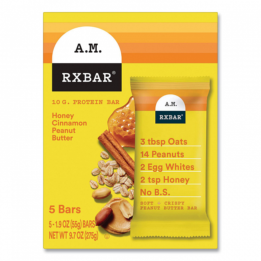 Adult Bars, Honey Cinnamon Peanut Butter, 1.9 oz Bar, 5 Bars/Packs, 2 Packs/Carton (60000748)