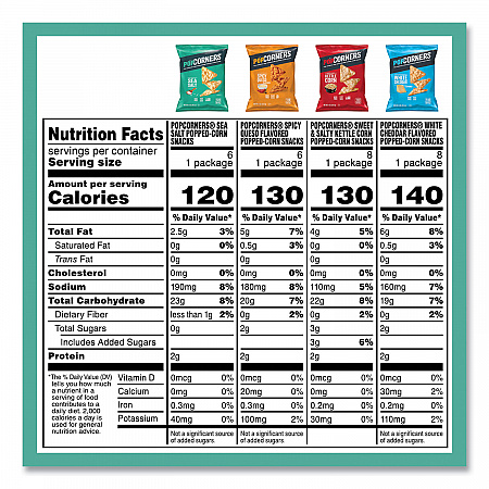 Popped Corn Chips Snacks Variety Pack, Assorted Flavors, 1 oz Bag, 28/Pack (22002179)