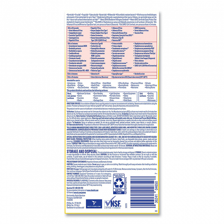 Disinfectant Spray, Original Scent, 19 oz Aerosol Spray, 12/Carton (04650CT)