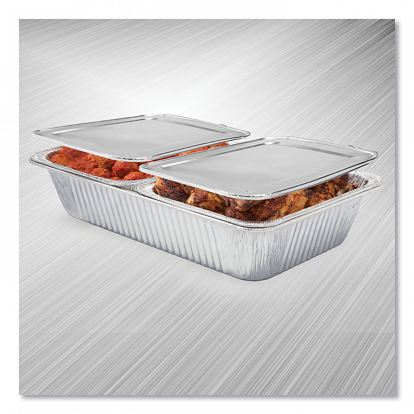 Steam Table Pan Lids, Full Curl Edge, Fits Half-Size Pan, 0.62" Deep, 11.16 x 12.75, 100/Carton (204930100FC)