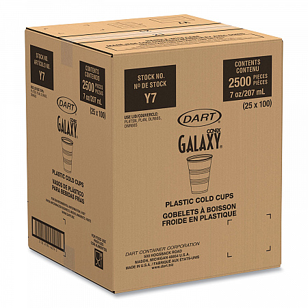 High-Impact Polystyrene Cold Cups, 7 oz, Plastic, Translucent, 100/Pack (Y7PK)