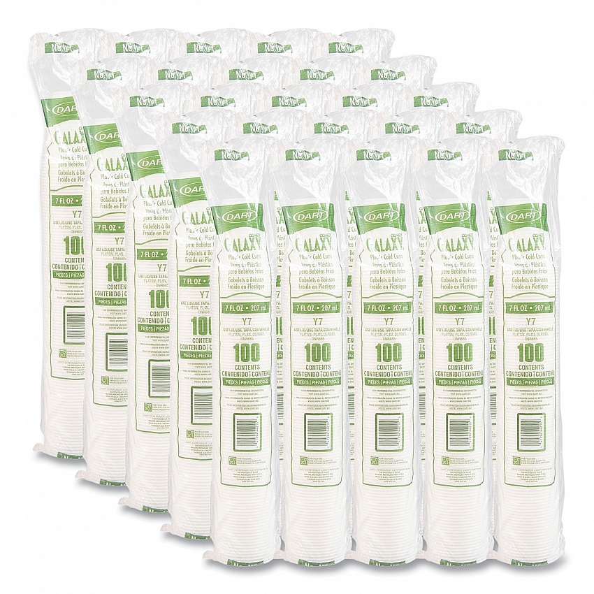 High-Impact Polystyrene Cold Cups, 7 oz, Plastic, Translucent, 100/Pack (Y7PK)