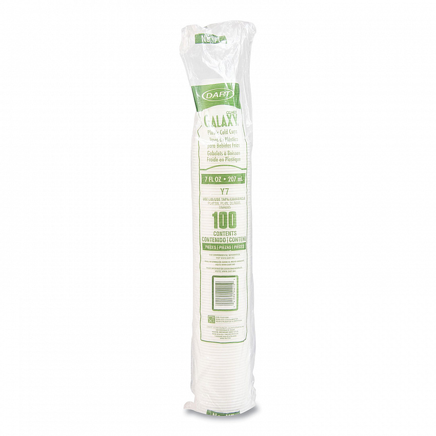 High-Impact Polystyrene Cold Cups, 7 oz, Plastic, Translucent, 100/Pack (Y7PK)