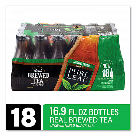 Pure Leaf Unsweetened Iced Black Tea, 16.9 oz Bottle, 18/Carton (22002027)