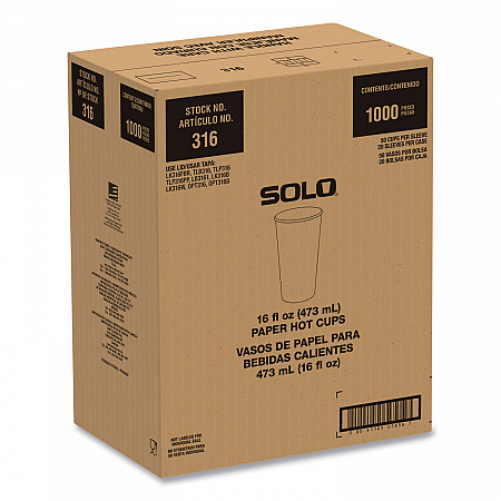 Compostable Paper Hot Cups, ProPlanet Seal, 16 oz, White/Green, 1,000/Carton (316PLAPLANET)