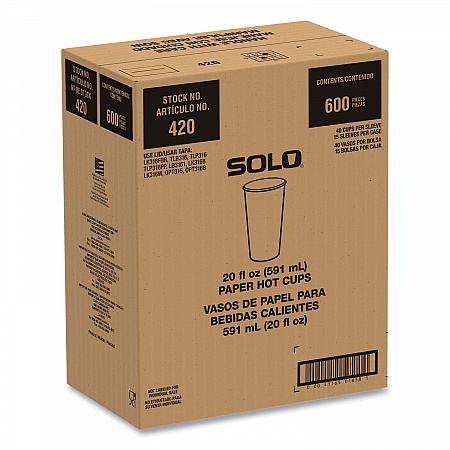 Compostable Paper Hot Cups, ProPlanet Seal, 20 oz, White/Green, 600/Carton (420PLAPLANET)