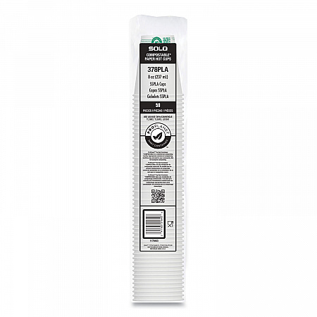 Compostable Paper Hot Cups, ProPlanet Seal, 8 oz, White/Green, 1,000/Carton (378PLAPLANET)