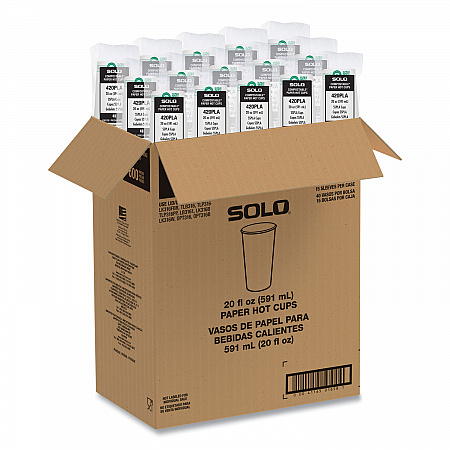 Compostable Paper Hot Cups, ProPlanet Seal, 20 oz, White/Green, 600/Carton (420PLAPLANET)