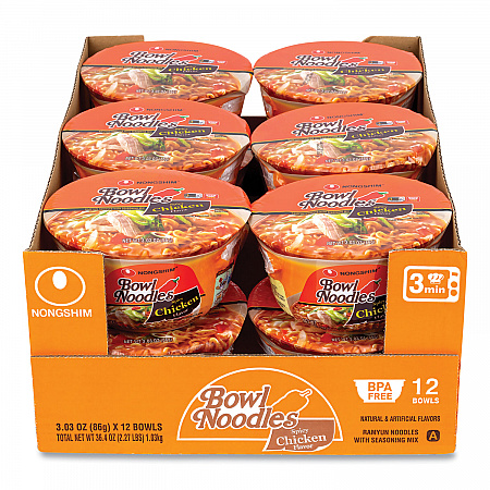 Spicy Chicken Bowl Noodle Soup, Chicken, 3.03 oz Bowl, 12/Carton (22002163)