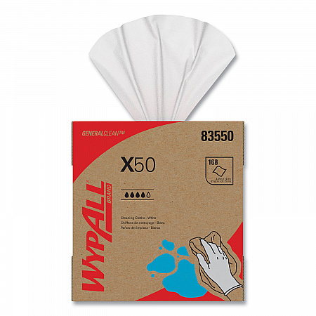 X50 Cloths, POP-UP Box, 12.5 x 9.1, White, 168/Box, 10 Boxes/Carton (83550)