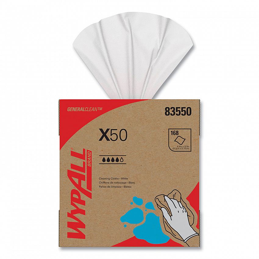 X50 Cloths, POP-UP Box, 12.5 x 9.1, White, 168/Box, 10 Boxes/Carton (83550)