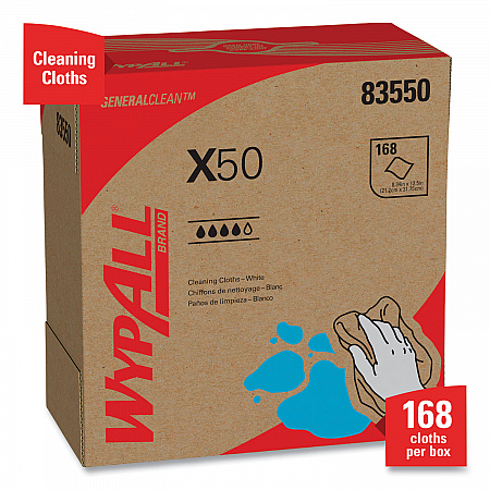 X50 Cloths, POP-UP Box, 12.5 x 9.1, White, 168/Box, 10 Boxes/Carton (83550)