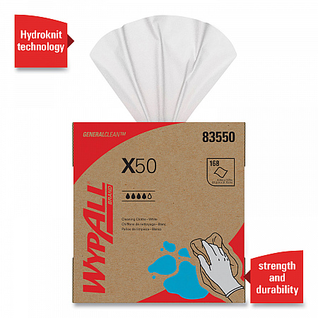 X50 Cloths, POP-UP Box, 12.5 x 9.1, White, 168/Box, 10 Boxes/Carton (83550)