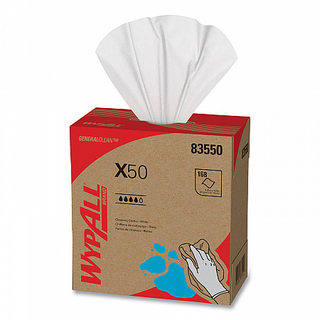 X50 Cloths, POP-UP Box, 12.5 x 9.1, White, 168/Box, 10 Boxes/Carton (83550)