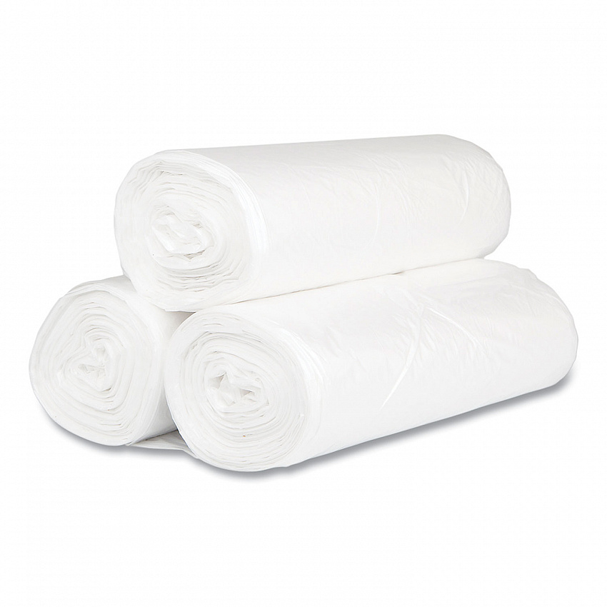 High-Density Commercial Can Liners, 60 gal, 17 mic, 38" x 60", Clear, Interleaved Roll, 25 Bags/Roll, 8 Rolls/Carton (S386017N)