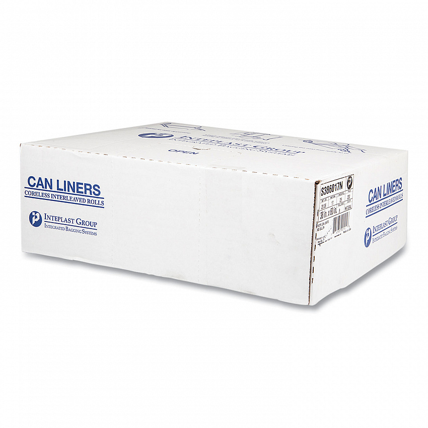 High-Density Commercial Can Liners, 60 gal, 17 mic, 38" x 60", Clear, Interleaved Roll, 25 Bags/Roll, 8 Rolls/Carton (S386017N)