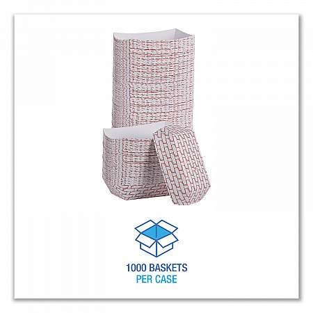 Paper Food Baskets, 6 oz Capacity, 3.78 x 4.3 x 1.08, Red/White, 1,000/Carton (30LAG040)