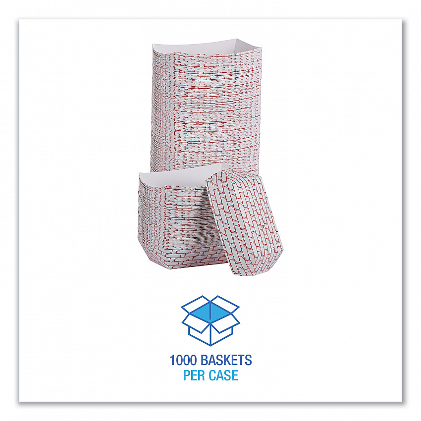Paper Food Baskets, 6 oz Capacity, 3.78 x 4.3 x 1.08, Red/White, 1,000/Carton (30LAG040)
