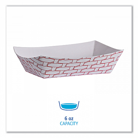 Paper Food Baskets, 6 oz Capacity, 3.78 x 4.3 x 1.08, Red/White, 1,000/Carton (30LAG040)