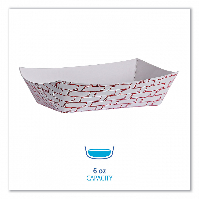 Paper Food Baskets, 6 oz Capacity, 3.78 x 4.3 x 1.08, Red/White, 1,000/Carton (30LAG040)