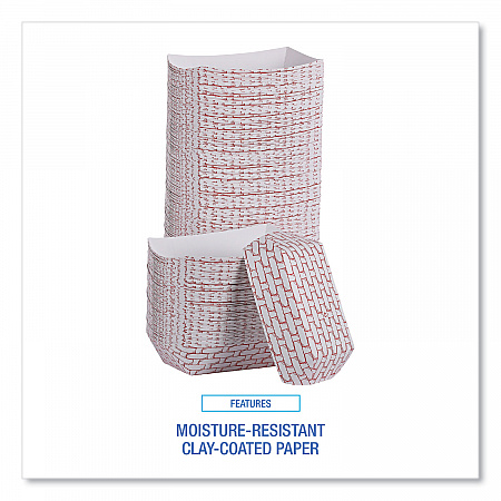 Paper Food Baskets, 6 oz Capacity, 3.78 x 4.3 x 1.08, Red/White, 1,000/Carton (30LAG040)