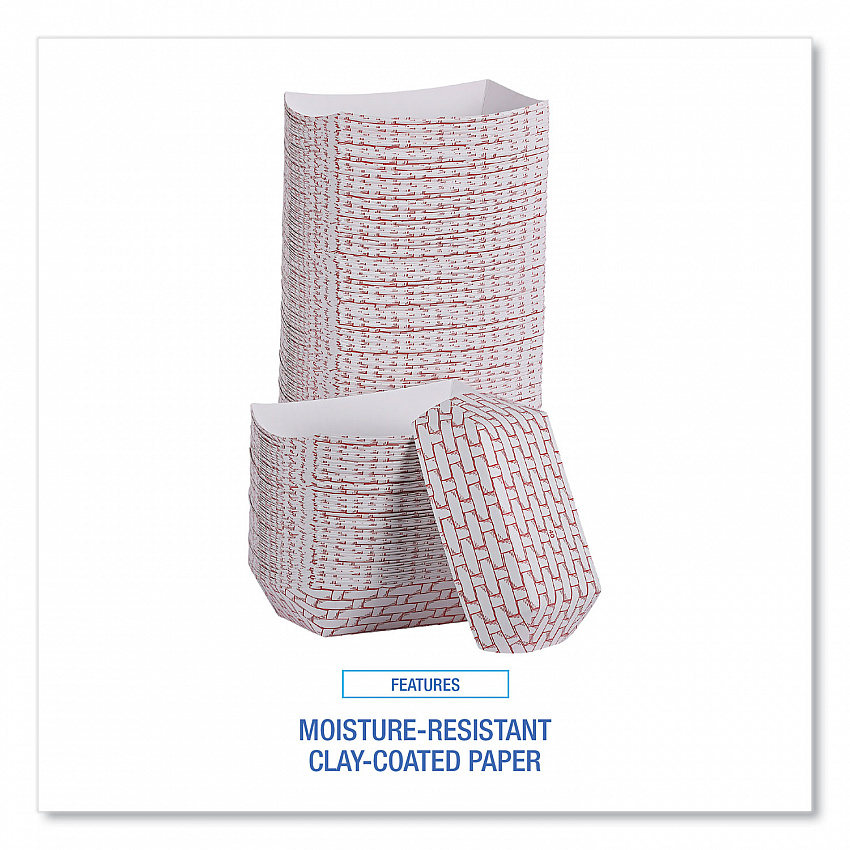 Paper Food Baskets, 6 oz Capacity, 3.78 x 4.3 x 1.08, Red/White, 1,000/Carton (30LAG040)