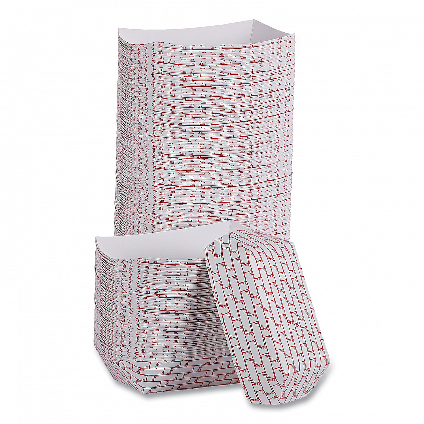 Paper Food Baskets, 6 oz Capacity, 3.78 x 4.3 x 1.08, Red/White, 1,000/Carton (30LAG040)
