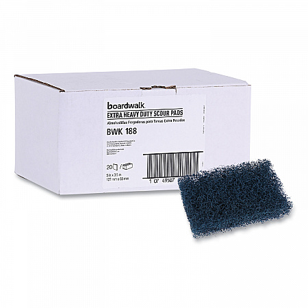 Extra Heavy-Duty Scouring Pad, 3.5 x 5, Dark Blue, 20/Carton (188)