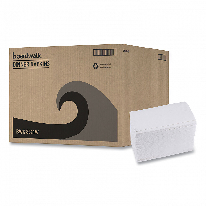 1/8-Fold Dinner Napkins, 2-Ply, 15 x 17, White, 150/Pack, 20 Packs/Carton (8321W)