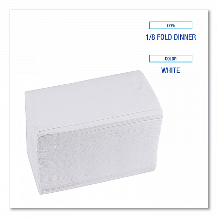 1/8-Fold Dinner Napkins, 2-Ply, 15 x 17, White, 150/Pack, 20 Packs/Carton (8321W)