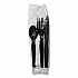 Four-Piece Cutlery Kit, Heavyweight, Fork/Knife/Napkin/Spoon, Plastic, Black, 250/Carton (FKTNHWPSBLA)