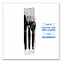 Four-Piece Cutlery Kit, Mediumweight, Fork/Knife/Napkin/Spoon, Plastic, Black, 250/Carton (FKTNMWPSBLA)