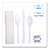Six-Piece Cutlery Kit, Mediumweight, Fork/Knife/Napkin/Pepper/Salt/Spoon, Plastic, White, 250/Carton (FKTNSMWPSWH)