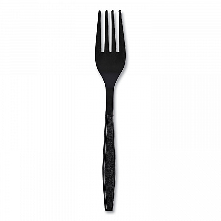 Heavyweight Wrapped Polypropylene Cutlery, Fork, Plastic, Black, 1,000/Carton (FORKHWPPBIW)