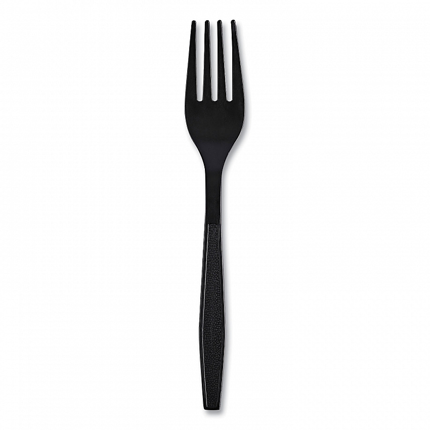 Heavyweight Wrapped Polypropylene Cutlery, Fork, Plastic, Black, 1,000/Carton (FORKHWPPBIW)